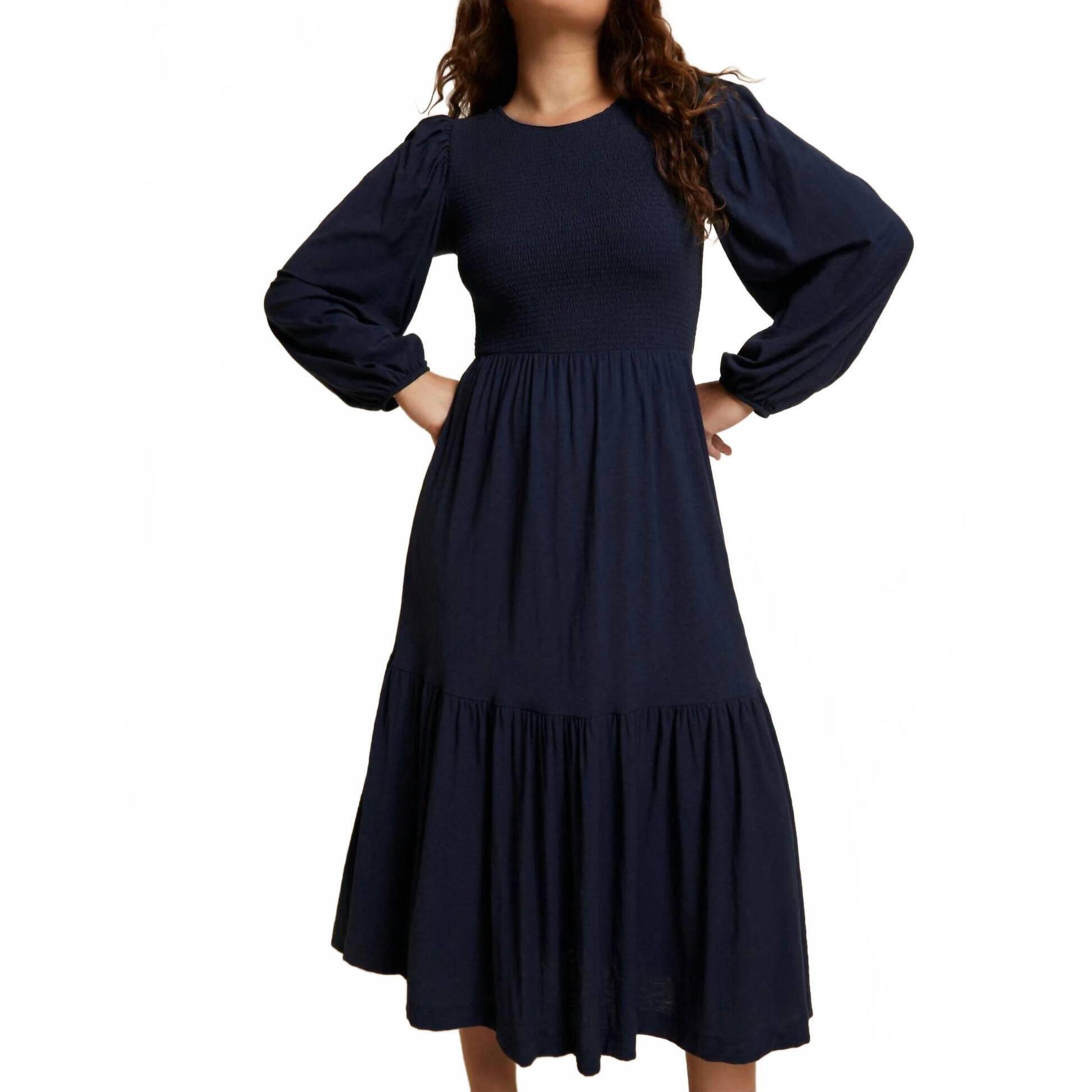 New Nation Ltd Willow Peasant Dress In Night Horizon
